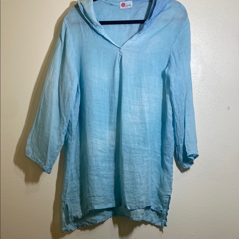 Linnea Light Blue Hooded Tunic Top